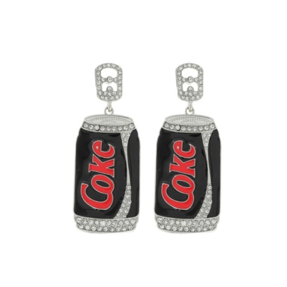Coke soda can enamel earrings